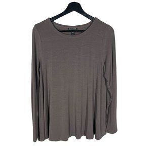 Eileen Fisher Brown Grey Long Sleeve Tencel Lyocell Blend Top Small